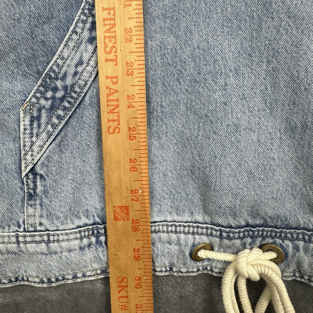 Pilcro Antropologie Denim Pullover Top Jacket Hooded Women's L/XL Pockets Snap - Picture 9 of 13